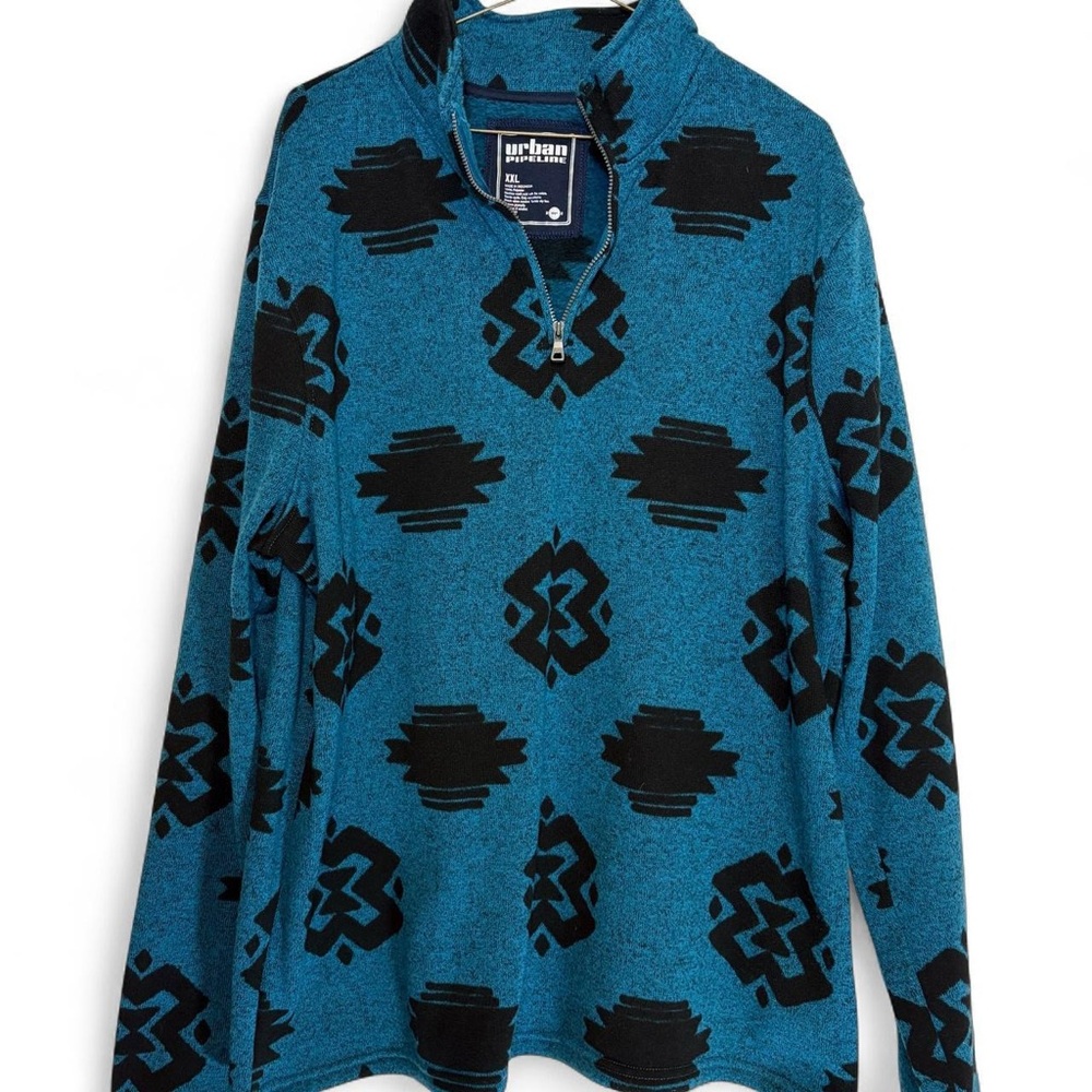 Urban Pipeline Blue and Black Patterned Men's Fleece